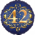 Luftballon aus Folie zum 42. Geburtstag, Satin Navy Blue, 45 cm, rund, inklusive Helium