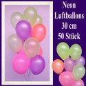 Luftballons Latex 30 cm Ø Neon 50 Stück