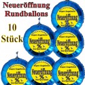 Neueröffnung! Super Angebote. Runde Luftballons in Blau, zur Befüllung mit Luft zur Geschäftseröffnung, 10 Stück