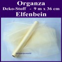 Organza Deko-Stoff, Elfenbein, 9 Meter x 36 cm