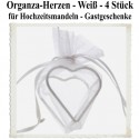 Organza-Herzen Weiß für Hochzeitsmandeln und Gastgeschenke, 4 Stück
