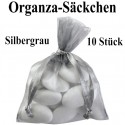 Organza-Beutel Silbergrau für Taufmandeln oder Hochzeitsmandeln, 10 Stück
