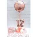 Partydeko-Set zum 12. Geburtstag in Roségold, Happy Birthday