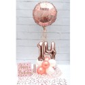 Partydeko-Set zum 14. Geburtstag in Roségold, Happy Birthday