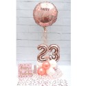 Partydeko-Set zum 23. Geburtstag in Roségold, Happy Birthday