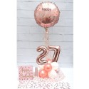 Partydeko-Set zum 27. Geburtstag in Roségold, Happy Birthday