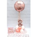 Partydeko-Set zum 8. Geburtstag in Roségold, Happy Birthday