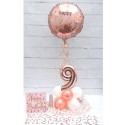 Partydeko-Set zum 9. Geburtstag in Roségold, Happy Birthday