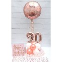 Partydeko-Set zum 90. Geburtstag in Roségold, Happy Birthday