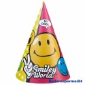 Smiley Comic Partyhütchen, 10 cm x 16 cm, 6 Stück