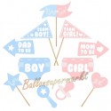 Gender Reveal Photo Props, Foto Requisiten, 11 Stück, Boy or Girl Dekoration