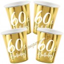 Partybecher 60th Birthday Gold zum 60. Geburtstag, 6 Stück