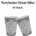 Partybecher, Tischdeko Orientalisch Silber, 1001 Nacht, 10 Stück