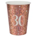 Partybecher Zahl 30 Rosegold Sparkling zum 30. Geburtstag und Jubiläum, 10 Stück