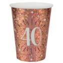 Partybecher Zahl 40 Rosegold Sparkling zum 40. Geburtstag und Jubiläum, 10 Stück