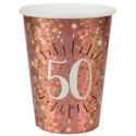Partybecher Zahl 50 Rosegold Sparkling zum 50. Geburtstag und Jubiläum, 10 Stück