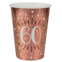 Partybecher Zahl 60 Rosegold Sparkling zum 60. Geburtstag und Jubiläum, 10 Stück