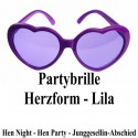 Lila Partybrille - Herzen, Hen Party, Junggesellinnenabschied