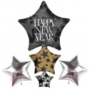 Silvester-Ballons, Happy New Year "Stars", Cluster, inklusive Helium