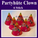 Partyhüte Clown, 6 Stück