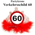 Partykrone zum 60. Geburtstag, Tiara Verkehrsschild 60