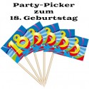 Party Picker Zahl 18, Dekoration zum 18. Geburtstag 