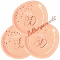 Partyteller  Elegant Lush Blush 80 zum 80. Geburtstag, 8 Stück