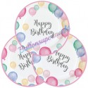 Partyteller Happy Birthday Pastel, 8 Stück