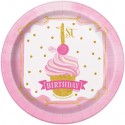 Mini-Partyteller zum1. Geburtstag, Mädchen, 1st Birthday Pink & Gold