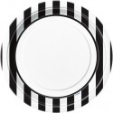 Partyteller, Tischdeko Black Stripes, Schwarz-Weiß gestreift, 8 Stück