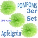 Pompoms, Apfelgrün, 25 cm, 3er Set