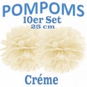 Pompoms, Créme, 25 cm, 10er Set
