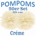 Pompoms, Créme, 25 cm, 50er Set