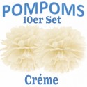 Pompoms, Créme, 35 cm, 10er Set