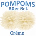 Pompoms, Créme, 35 cm, 50er Set