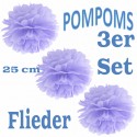 Pompoms, Flieder, 25 cm, 3er Set
