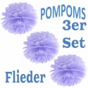 Pompoms, Flieder, 35 cm, 3er Set