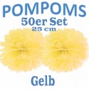 Pompoms, Gelb, 25 cm, 50er Set