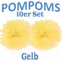 Pompoms, Gelb, 35 cm, 10er Set