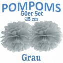 Pompoms, Grau, 25 cm, 50er Set