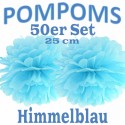 Pompoms, Himmelblau, 25 cm, 50er Set