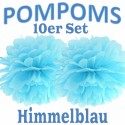 Pompoms, Himmelblau, 35 cm, 10er Set