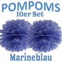 Pompoms, Marineblau, 35 cm, 10er Set