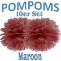 Pompoms, Maroon, 35 cm, 10er Set