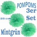 Pompoms, Mintgrün, 25 cm, 3er Set