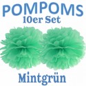 Pompoms, Mintgrün, 35 cm, 10er Set