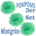 Pompoms, Mintgrün, 35 cm, 3er Set