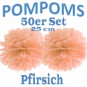Pompoms, Pfirsich, 25 cm, 50er Set