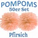 Pompoms, Pfirsich, 35 cm, 50er Set