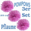 Pompoms, Pflaume, 25 cm, 3er Set